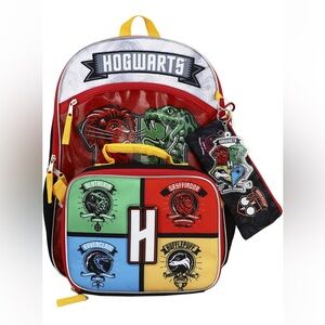 Harry Potter Backpack Hogwarts Houses School 5 Piece Bag Set Book Lunch Bag  SM5